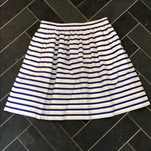 J. Crew Blue and White Striped A-Line Skirt